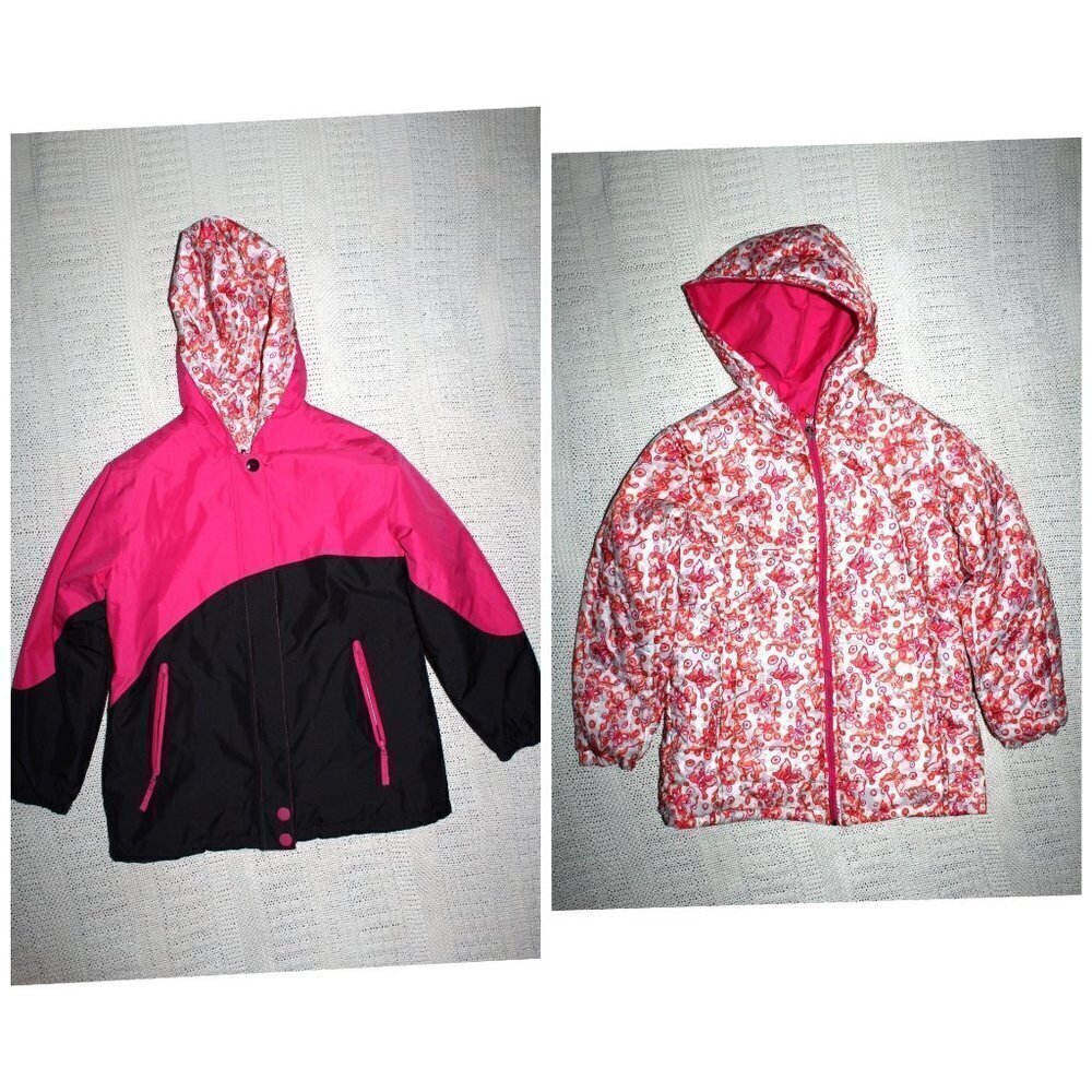 Turbine Hailey Reversible Girls jacket Size L Color Block & Floral Insulated
